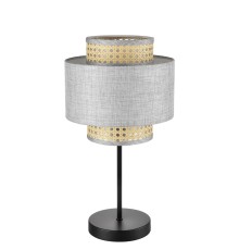 8043/1T MODERNI LN25 черный/серый/бежевый, металл/текстиль/ротанг Настольная лампа Е27 1*60W 220V LAUNA