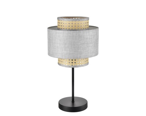 8043/1T MODERNI LN25 черный/серый/бежевый, металл/текстиль/ротанг Настольная лампа Е27 1*60W 220V LAUNA