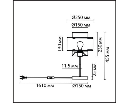 8043/1T MODERNI LN25 черный/серый/бежевый, металл/текстиль/ротанг Настольная лампа Е27 1*60W 220V LAUNA