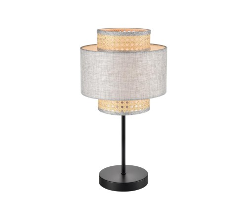8043/1T MODERNI LN25 черный/серый/бежевый, металл/текстиль/ротанг Настольная лампа Е27 1*60W 220V LAUNA