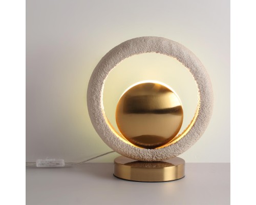 5443/1T HALL ODL_EX25 111 сатинированн.латунь/беж./металл/полирезин Настольная лампа 1*G9 LED*6W SATURN