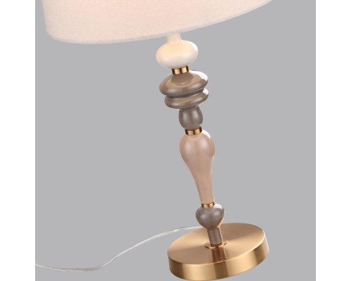 5040/1T CLASSIC ODL24 371 античн.бронза/беж.абажур/металл/керамика Насттол.лампа E27 1*60W HOMI