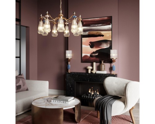 5414/1T MODERN ODL_EX26 античная бронза/коричневый/синий/металл/керамика Настольная лампа E14 1*40W TERRA