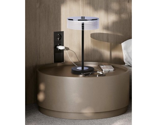 8203/1TL LEDIO LN25 серебро/черный/прозрачный, металл/акрил Настольная лампа LED 7W 400К 220V SATIANA