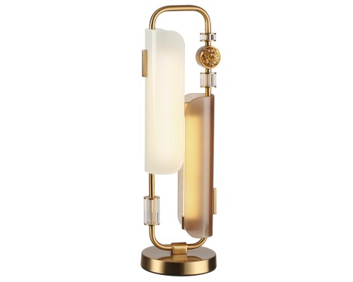 5467/10TL MODERN ODL_EX26 049 белый/коричневый/античная бронза/металл/стекло/декор металл Настольная лампа LED 10W (5W*2) 2700K LION
