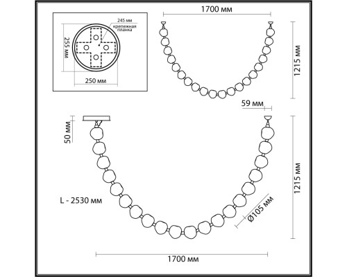 5085/80L L-VISION  золото/прозрачный/металл/акрил Подвес- 