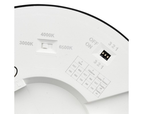 7788/18L MITRA LED SN 537 Светильник пластик/белый/черный LED 18Вт 3000/4000/6500К D225 IP44 CCT/датчик движения NEBULA BLACK