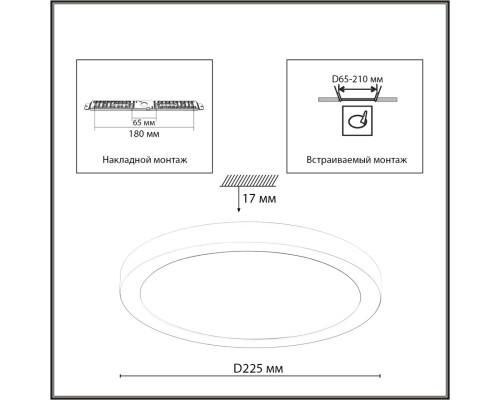 7788/18L MITRA LED SN 537 Светильник пластик/белый/черный LED 18Вт 3000/4000/6500К D225 IP44 CCT/датчик движения NEBULA BLACK