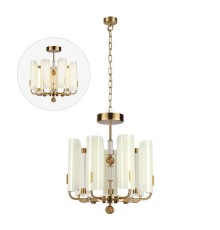 5467/35L MODERN ODL_EX26 049 белый/коричневый/античная бронза/металл/стекло/декор металл Люстра LED 35W (5W*7) 2700K LION