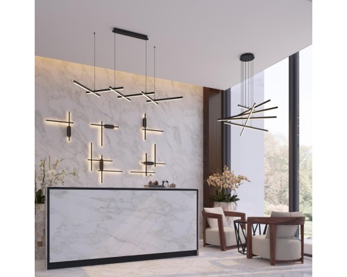 Подвесная светодиодная люстра Odeon Light 3890/85L Rudy черный LED 85 Вт 4000K