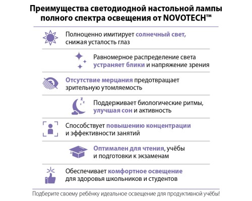359966 LEDO NT26 000 белый Лампа настольная диммируемая полного спектра IP20 LED 24W 220V 4000K 1670Лм STUDI