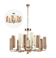 5467/60L MODERN ODL_EX26 049 белый/коричневый/античная бронза/металл/стекло/декор металл Люстра LED 60W (5W*12) 2700K LION