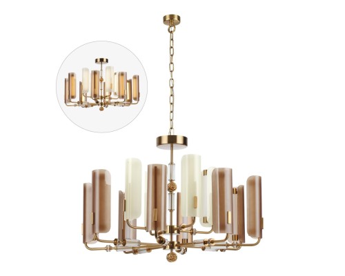 5467/60L MODERN ODL_EX26 049 белый/коричневый/античная бронза/металл/стекло/декор металл Люстра LED 60W (5W*12) 2700K LION
