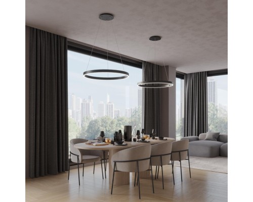 359450 OVER NT24 296 черный Светильник подвесной диммир. со сменой цв.темпер. (пульт ДУ/прилож. Smart Life) IP20 LED 50/12W 85-265V 3000-6000К SOTTO