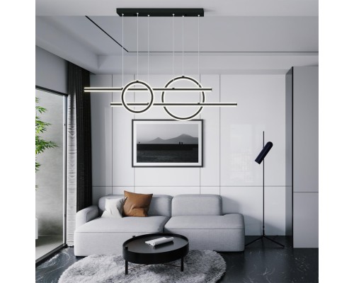 359183 OVER NT23 164 черный Светильник подвесной диммируемый, в комплекте пульт ДУ IP20 LED 4000К 116W 220V ONDO