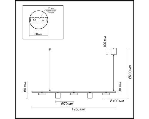 6532/57L LEDIO LN23 029 чёрный, латунь Светильник подвесной LED 57W 3000-6000K 2171Лм 220V FLINT