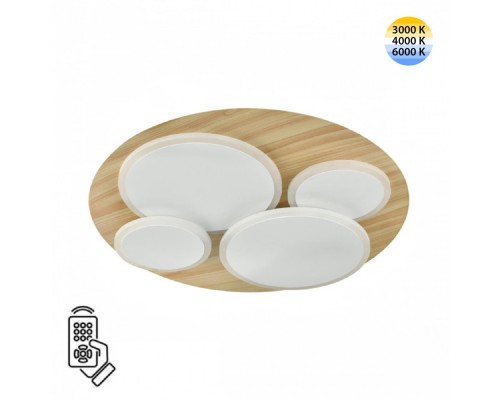 7734/60L MITRA LED SN Светильник металл/акрил/стекло/белый/под дерево LED 60Вт 3000-6000К D450 IP20 пульт ДУ PINE