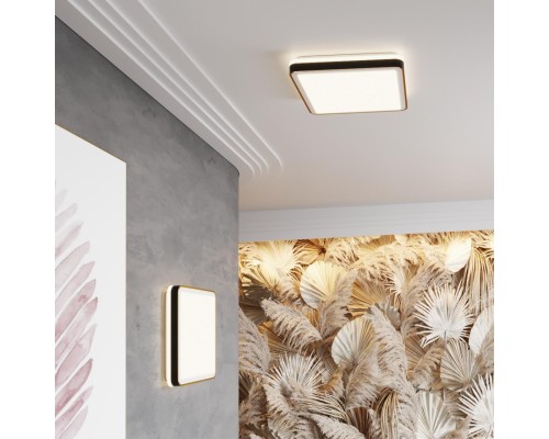 7621/DL PALE SN 047 Светильник пластик/белый/черный/медный LED 48Вт c ДУ 3000-4200-6300К 440х440 IP43 пульт ДУ EFFA