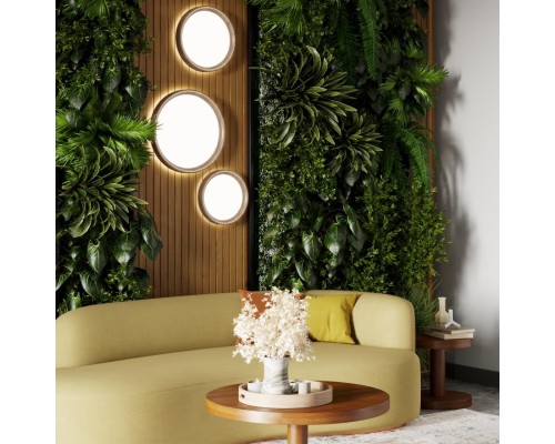 7603/DL PALE SN 018 Светильник пластик/белый/светл.коричневый под дерево LED 48Вт c ДУ 3000-6000К D400 IP43 пульт ДУ WOODI