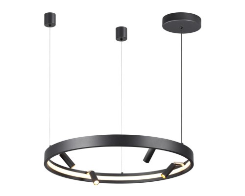 4317/58L HIGHTECH ODL22 107 металл/черный с золотом Подвесной светильник с пультом ДУ и доп. креплением IP20 LED 38W+20W 2610Лм 3000-6000K FONDA