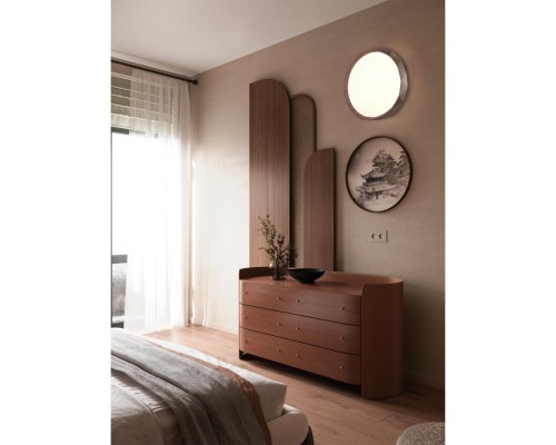 7637/DL BASICA SN 114 Светильник пластик/кор. под дер LED 48Вт 3000-6000K D385 IP43 пульт ДУ ZIF WOOD