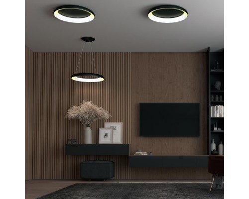 359025 OVER NT23 167 черный Светильник накладной диммируемый, в комплекте пульт ДУ (2.4G) IP20 LED 3000К~6000К 60W 85-265V FOLD