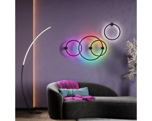 4386/24WL HIGHTECH ODL23 121 черный/металл Настенный светильник IP20 RGB динамическая подсветка ПДУ в комплекте LED 24W 3000K OMEN