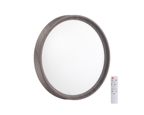 7627/DL PALE SN 019 Светильник пластик/белый/венге под дерево LED 48Вт c ДУ 3000-6000К D400 IP43 пульт ДУ WOODI