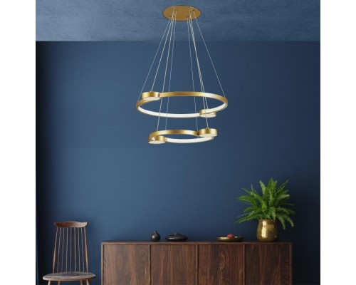 5247/79L LEDIO LN23 матовое золото Светильник подвесной диммир. с ДУ LED 79W 4088Лм 220V SHERIDAN