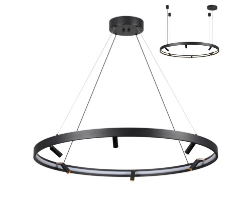 4317/93L HIGHTECH ODL22 107 металл/черный с золотом Подвесной светильник с пультом ДУ и доп. Креплением IP20 LED 63W+30W 3720Лм 3000-6000K FONDA