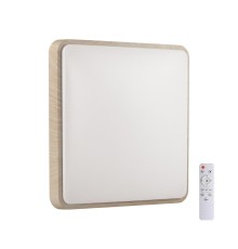 7608/DL PALE SN 028 Светильник пластик/белый/бежевый под дерево LED 48Вт c ДУ 3000-4200-6300К 390x390 IP43 пульт ДУ MERTO