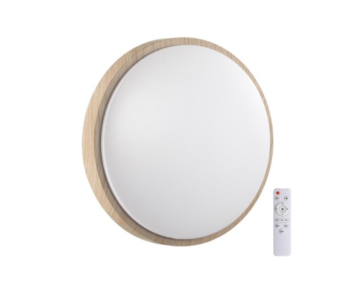 7607/DL PALE SN 026 Светильник пластик/белый/бежевый под дерево LED 48Вт c ДУ 3000-6000К D400 IP43 пульт ДУ LOSTA