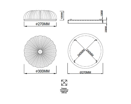 7719/36L PIKO LED SN 40 Светильник металл/стекло/прозрачный/золотой LED 36Вт 3000-6500K D300 IP20 пульт ДУ TESORO