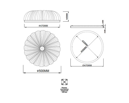 7719/60L PIKO LED SN 40 Светильник металл/стекло/прозрачный/золотой LED 60Вт 3000-6500K D500 IP20 пульт ДУ TESORO
