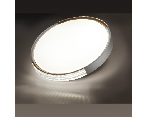 7612/DL PALE SN 032 Светильник пластик/белый/золотистый LED 48Вт c ДУ 3000-6000К D400 IP43 пульт ДУ VELIO