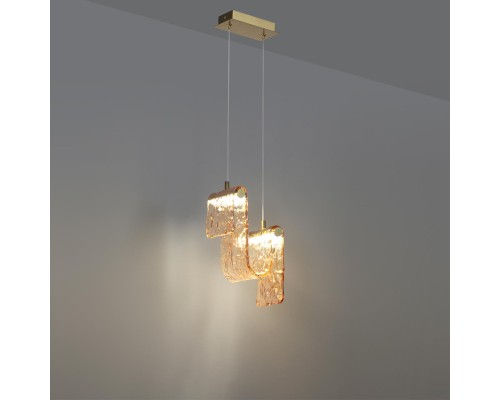 5105/11L L-VISION  ODL26 золотой брашинг/янтарный металл/стекло Подвес LED x 11W 4000K FLOW