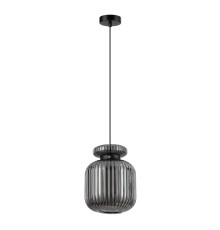 5042/1B PENDANT ODL24 309 черный/дымчатый/металл/стекло/эко.кожа Подвес E27 1*60W JUGI