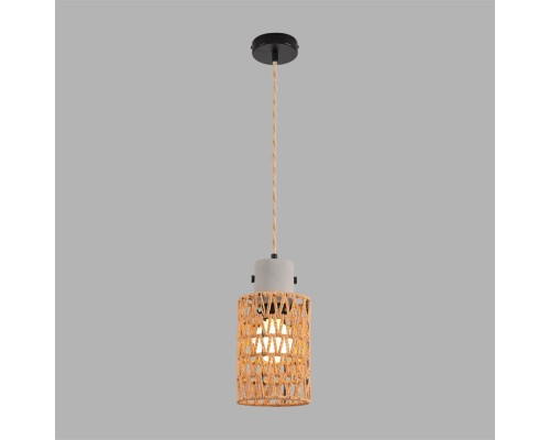8366/1A ECO LN26 327 черный/серый/бежевый, бетон/металл/джутовый шнур Подвес E27 LED 10W 220V BOHO