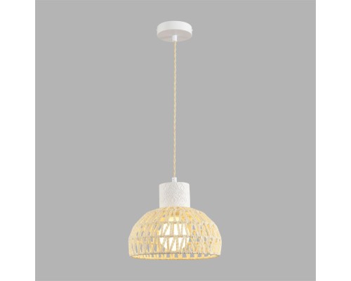 8368/1A ECO LN26 327 белый/бежевый, цемент/металл/джутовый шнур Подвес E27 LED 10W 220V BOHO