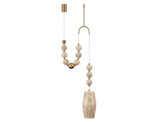 5444/1B PENDANT ODL_EX26 031 бежевый/античная бронза/металл/керамика Подвес с держателем E27 1*40W KARELIA