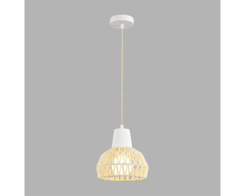 8368/1B ECO LN26 327 белый/бежевый, цемент/металл/джутовый шнур Подвес E27 LED 10W 220V BOHO