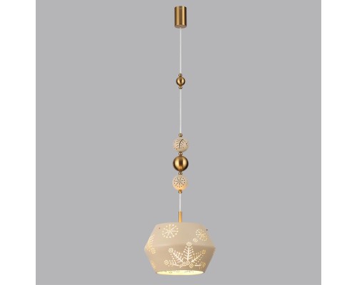 5444/1A PENDANT ODL_EX26 031 бежевый/античная бронза/металл/керамика Подвес E27 1*40W KARELIA