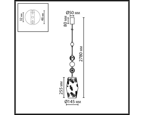 5444/1 PENDANT ODL_EX26 031 бежевый/античная бронза/металл/керамика Подвес E27 1*40W KARELIA