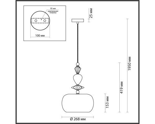 4893/1A CLASSIC ODL_EX22 35 хром/раноцветн./керамика/стекло Подвес E14 1*40W 4893/1A BIZET