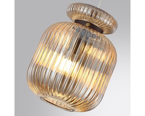 5042/1A PENDANT ODL24 309 античн.бронза/янтарный/металл/стекло/эко.кожа Подвес E27 1*60W JUGI