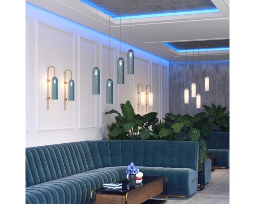 Подвес Odeon Light 4641/1 Vosti золотой/синий E27 60 Вт