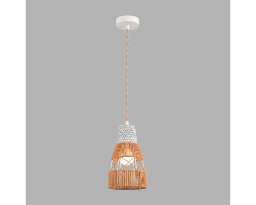8367/1B ECO LN26 327 белый/бежевый, цемент/металл/джутовый шнур Подвес E27 LED 10W 220V BOHO