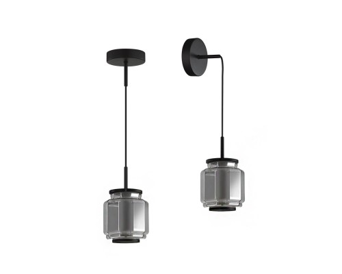 5408/5L HIGHTECH ODL_EX24 35 черный/дымчатый/металл/стекло/акрил Подвесной светильник LED 5W 3000K 304Лм JAM