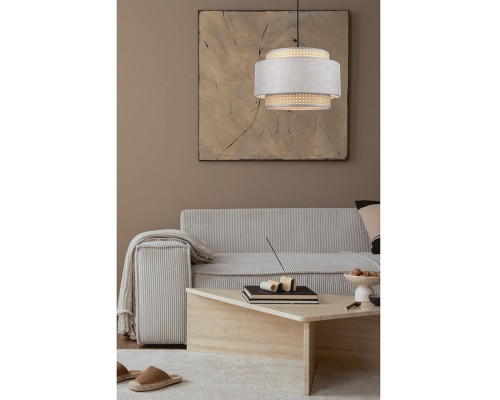 8043/1 MODERNI LN25 черный/серый/бежевый, металл/текстиль/ротанг Подвесной светильник Е27 1*60W 220V LAUNA