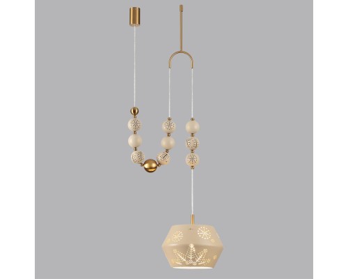 5444/1C PENDANT ODL_EX26 031 бежевый/античная бронза/металл/керамика Подвес с держателем E27 1*40W KARELIA